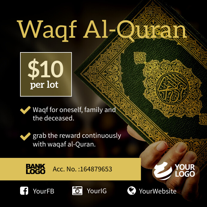 Waqf Al-quran Instagram Facebook template