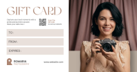 Warm Aesthetic Photography Gift Card - Portrait Session Voucher with QR Code - Photo Shoot Certifica Gambar Bersama Facebook template