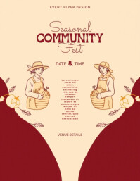 Warm Autumn Harvest Festival Flyer Template for Seasonal Community Fests Folheto (US Letter)