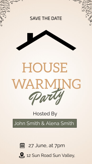 Warm House Warming Party Instagram Story template