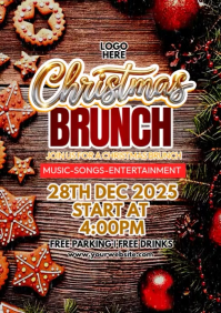 Warm Illustrative Holiday Brunch Feast A4 template