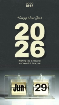 New Year Video Digital Display (9:16) Warm Modern & Minimal template