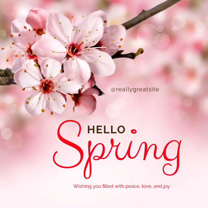 Warm Pink Hello Spring Greeting Quote Template | PosterMyWall