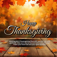 Warm Thanksgiving Greeting Post – Autumn Leaves Background Template