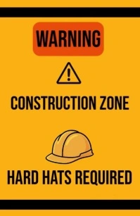 WARNING: Hard Hats Required Construction Zone Sign – Printable Safety Poster Tabloid template