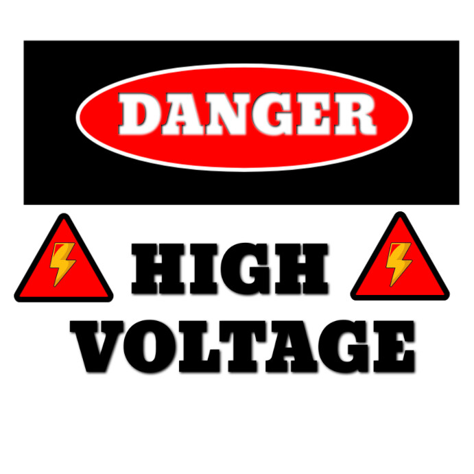 Warning Danger High voltage sign Instagram Post template