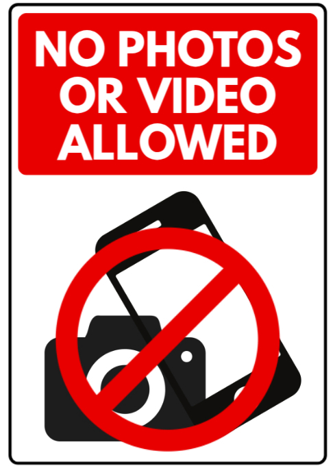 Warning No Photo or Video Allowed A4 template