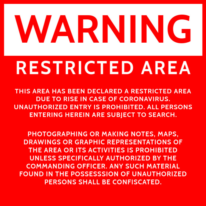 Warning Restricted Area Sign Template PosterMyWall