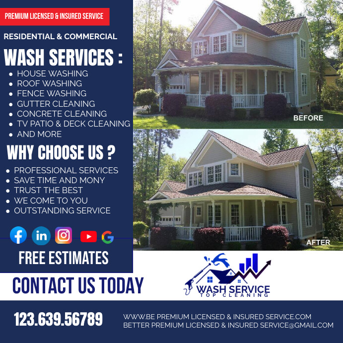 WASH SERVICES Pressure Washing Services Poste Template | PosterMyWall