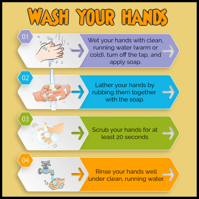 Washing hands, Cleanliness Wpis na Instagrama template