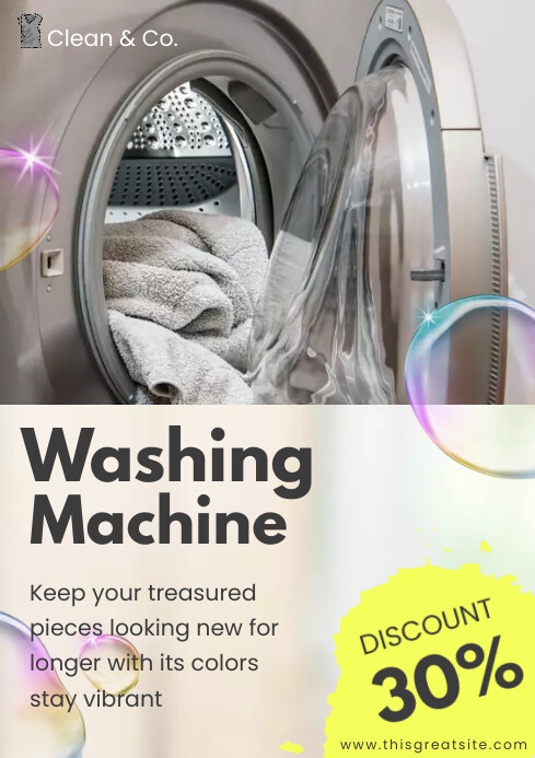 Machine Promo Poster Example Washing machine promo Template | PosterMyWall