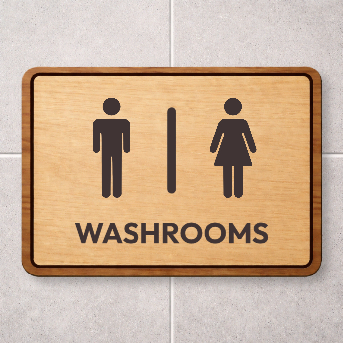 Washroom Restroom Sign Wooden Bathroom Icon Signage Design For Office ...