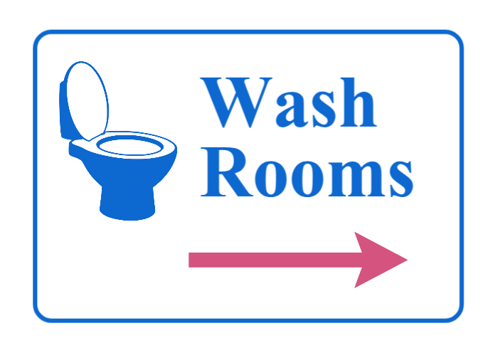 Room Direction Label washrooms directions sign Template | PosterMyWall