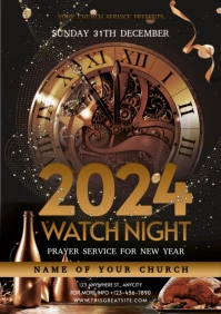 Watch night church service gold premium A4 template