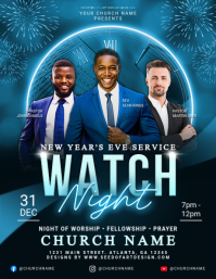 Watch Night New Years Eve Service Church Flyer template