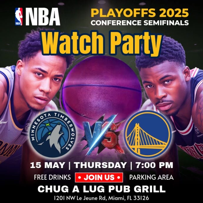 Watch Party NBA Playoffs 2025 Minnesota Timberwolves Vs Golden State ...