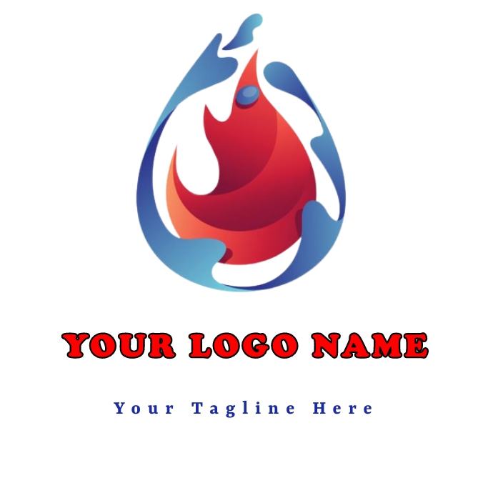 Water and fire logo design template PosterMyWall