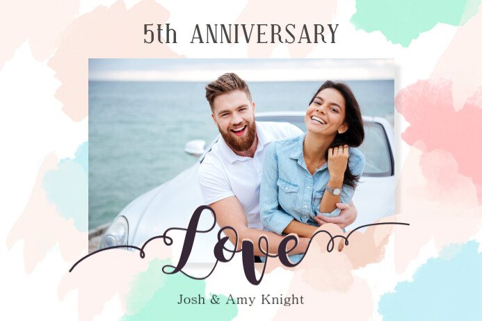 Water Color Themed Wedding Anniversary Poster template