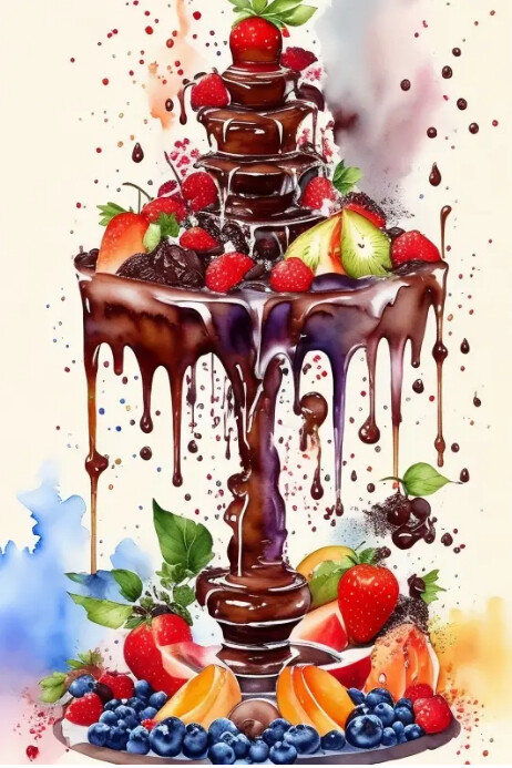 Plantilla de Water colour chocolate fountain template | PosterMyWall