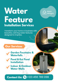 Water Feature Installation Services Poster Template – Garden & Outdoor Design A2