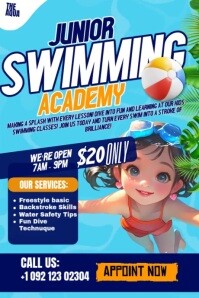 Water Fun Starts Here – Kids Swim School Plakat template