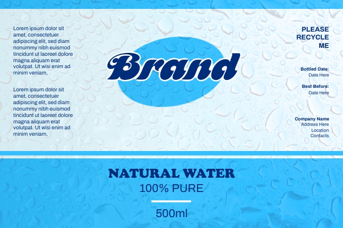 Copy of water label template | PosterMyWall