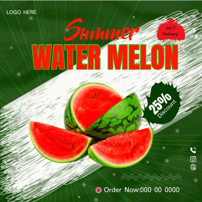 Water Melon Ads โพสต์บน Instagram template