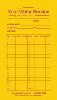 Water Service Work Sheet Template Business Card