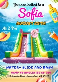Water Slide birthday A5 template