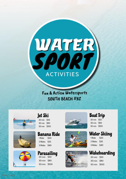 Water Sport Beach Holiday Summer Tourism Ad Template Postermywall