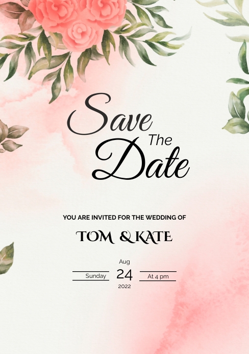 waterco background Wedding card save the date A5 template