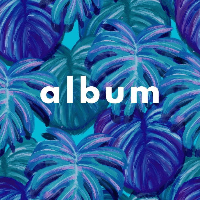 Watercolor blue leaves Album Song Cover Art Portada de Álbum template