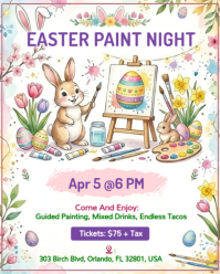 Watercolor Easter Paint and Sip Event Flyer Instagram Portrait template