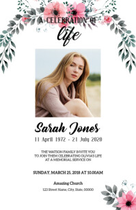 Pink Floral Celebration of Life Program Templ Template | PosterMyWall