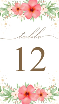 Watercolor Floral Greenery Table Number Business Card template