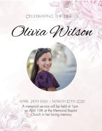 Watercolor Floral Obituary Announcement Flyer (US Letter) template