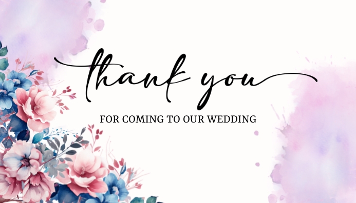Watercolor Floral Wedding Thank You Card Template | PosterMyWall