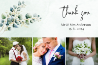 Watercolor floral wedding thank you card template Label