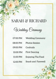 Watercolor Green Wedding Program Template A6