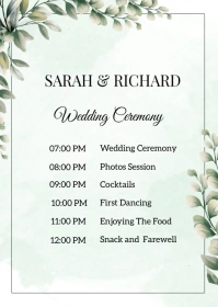 Watercolor Green Wedding Program Template A6