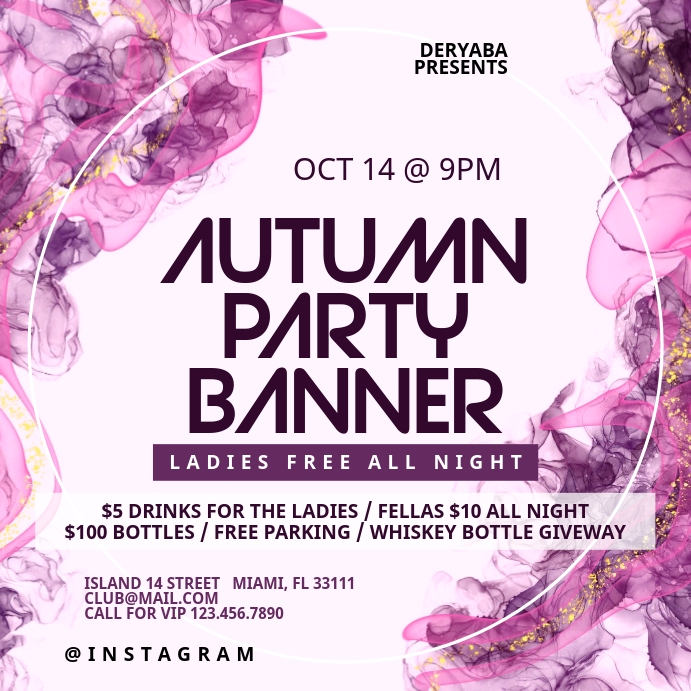 Watercolor Party Instagram Banner Template Postermywall