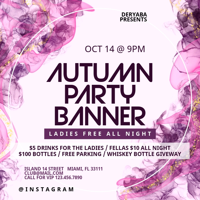 Watercolor Party Instagram Banner Template