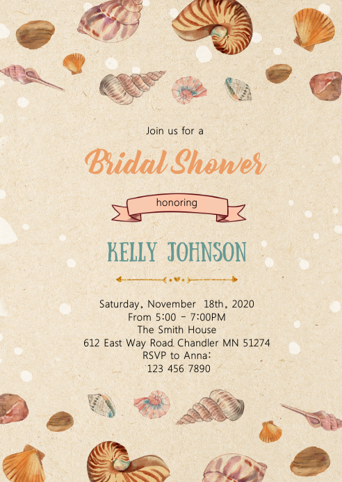 Sea Shell Theme Invitations