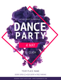 Watercolor Themed Dance Party Flyer