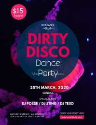 Watercolor Themed Disco Dance Party Poster