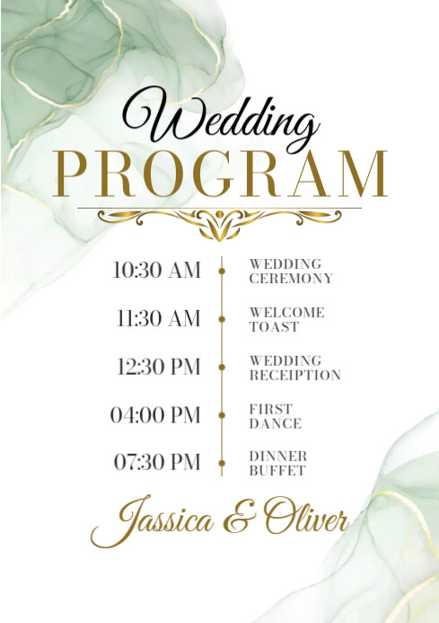 Watercolor Wedding Program template | PosterMyWall