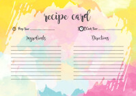 Watercolour Recipe Card A4 template