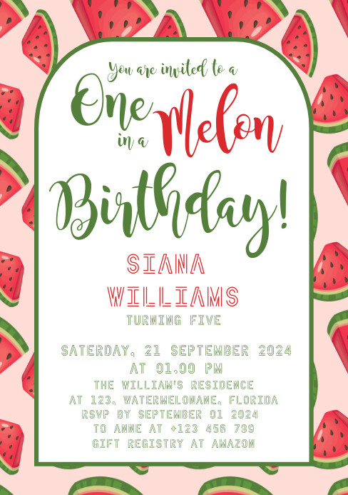 Watermelon fruity colorful birthday invitatio Template | PosterMyWall