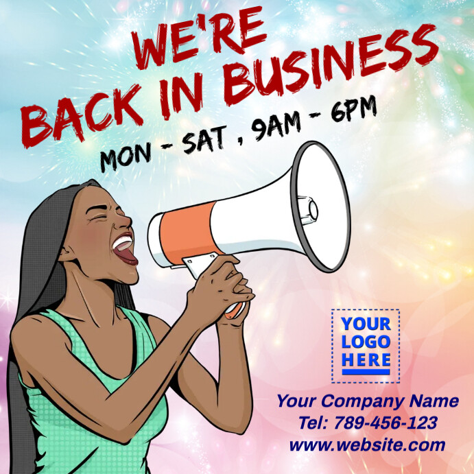 We Re Back In Business Template Postermywall