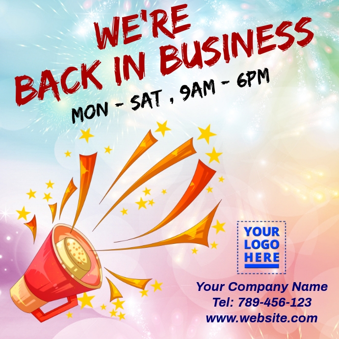 We Re Back In Business Template Postermywall